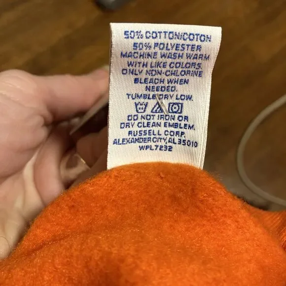 Vintage Russell Athletic Sweatshirt Men's XXL Crew Orange USA Blank Deadstock - Picture 9 of 10